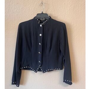 Vintage 80s Cactus Flower black cropped rayon western top size S